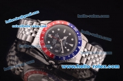 Rolex GMT Master Vintage Asia 2813 Automatic Full Steel with Blue/Red Bezel and Black Dial-White Markers