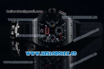 Richard Mille RM 011 Felipe Massa Chronograph Swiss Valjoux 7750 Automatic PVD Case with Black Dial Arabic Numeral Markers and Black Rubber Strap