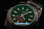 Rolex Milgauss Automatic Movement full PVD with Black Dial and White/Yellow Stick Markers-PVD Strap