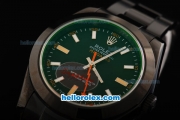 Rolex Milgauss Swiss ETA 2836 Automatic Movement full PVD with Black Dial and White/Yellow Stick Markers-PVD Strap