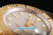 Rolex Yachtmaster Swiss ETA 2836 Automatic Movement 18K Gold Never Fade with White Markers and Grey Dial-Two Tone