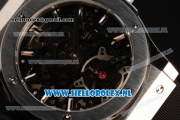 Hublot Classic Fusion Skeleton Tourbillon Asia Auto Steel Case with Skeleton Dial and Black Leather Strap