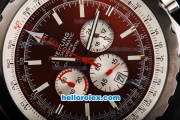 Breitling Chrono-Matic Chronograph Quartz Movement PVD Bezel-Stick Markers with Brown Dial and Silver Subdials-Black Rubber Strap