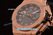 Hublot Big Bang Ferrari Swiss Valjoux 7750-SHG Automatic Rose Gold Case with Black Dial Stick/Numeral Marekrs and Black Rubber Strap