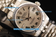 Rolex Datejust Automatic Movement Full Steel with White Dial and Green Roman Numerals-Lady Model