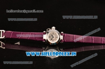 Cartier Pasha C Swiss Quartz Steel Case with White MOP Dial and Burgundy Leather Strap