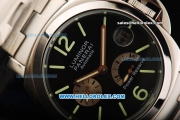 Panerai PAM 124 Luminor Power Reserve Automatic Movement Steel Case with Black Dial and Green Markers