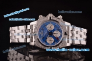 Breitling Chronomat B01 GMT Swiss Valjoux 7750 Automatic Steel Case/Strap with Blue Dial - Diamond Bezel