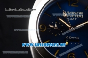 Panerai Radiomir 1940 10 Days GMT Automatic PAM00689 Asia ST25 Automatic Steel Case with Blue Dial and Stick/Arabic Numeral Markers Blue Leather Strap