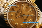 Rolex Datejust Automatic Movement ETA Coating Case with Gold Dial and Diamond Markers-Two Tone Strap