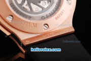 Hublot Big Bang Swiss Valjoux 7750 Automatic Movement Rose Gold Case with Rose Gold Dial and Black Markers-Black Rubber Strap