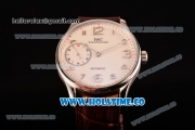 IWC Portugieser Hand-Wound Asia 6497 Manual Winding Steel Case with White Dial Brown Leather Strap and Silver Arabic Numeral Markers