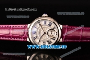 Cartier Ballon Bleu De Small Swiss Quartz Steel Case with White Dial Black Roman Numeral Markers and Burgundy Leather Strap