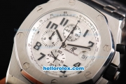 Audemars Piguet Royal Oak Chronograph Quartz Movement with White Dial,White Bezel and Black Marking