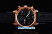 U-Boat Thousands of Feet Chronograph Automatic Rose Gold Bezel with Black Dial-White Marking