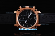 U-Boat Thousands of Feet Chronograph Automatic Rose Gold Bezel with Black Dial-White Marking