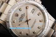 Rolex Datejust Automatic with White Dial and Diamond Marking-Men Size