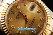 Rolex Datejust Automatic Movement Gold Dial with Diamond Markers and Gold Bezel-18K Gold Never Fade