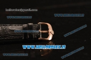 Rolex Cellini Rose Gold Black Dial Rolex 3186 Auto Black Leather Strap 50515