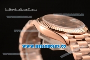 Rolex Day-Date Clone Rolex 3235 Automatic Rose Gold Case with Brown Dial Roman Numeral Markers and Rose Gold Bracelet (CF)