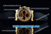 Rolex Daytona Chrono Clone Rolex 4130 Automatic Yellow Gold Case with Yellow Dial Red Second Hands Ceramic Bezel and Black Rubber Strap (EF)