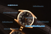 Omega Railmaster Automatic ETA Coating Gold Case with Black Dial and Black Leather Strap