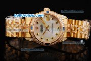 Rolex Datejust Automatic Movement Golden Case with White Dial and Blue Diamond Markers