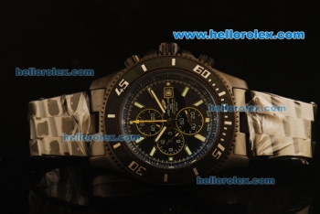 Breitling SuperOcean Chronograph Quartz PVD Case with Black Dial and PVD Strap-Stick Markers