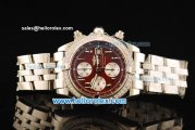 Breitling Chronomat Evolution Chronograph Swiss Valjoux 7750 Automatic Movement Full Steel with Diamond Bezel and Red Dial