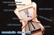 Cartier Tank Enlacée Swiss Quarz Rose Gold Case with Silver Dial and Beige Leather Strap