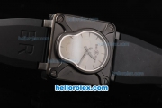 Bell & Ross BR 01-94 Automatic Movement with PVD Case and Grey skeleton Dial-Black Rubber Strap
