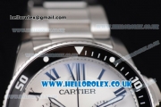 Cartier Calibre de Cartier Diver Chrono Miyota OS20 Quartz Stainless Steel Case/Bracelet with White Dial and Roman Markers