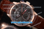 Girard Perregaux 1966 Dual Time Clone Girard Perregaux GP03300-0119 Automatic Rose Gold Case with Grey Dial Stick/Arabic Numeral Markers and Brown Leather Strap