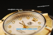 Tag Heuer Aquaracer Swiss ETA Quartz Movement Gold Bezel with White Dial and Two Tone Strap