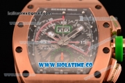 Richard Mille RM11-01 Mancini Chronograph Swiss Valjoux 7750 Automatic Rose Gold Case with Skeleton Dial and White Markers - 1:1 Original