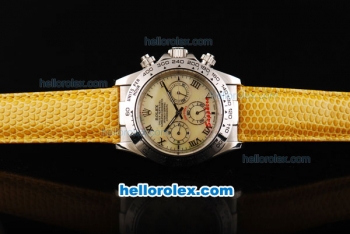 Rolex Daytona Automatic Movement MOP Dial with Roman Markers and Yellow Leather Strap