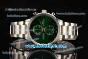 IWC Portuguese Chrono Miyota Quartz Full Steel with Green Dial and Arabic Numeral Markers