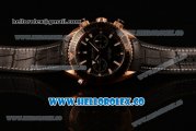 Omega Planet Ocean 600M Co-Axial Master Chronometer Chrono Clone Omega 9901 Automatic Rose Gold Case with Black Dial and Black Leather Strap (EF)