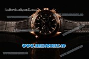 Omega Planet Ocean 600M Co-Axial Master Chronometer Chrono Clone Omega 9901 Automatic Rose Gold Case with Black Dial and Black Leather Strap (EF)
