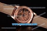 Patek Philippe Complicated Skeleton Asia Automatic Rose Gold Case with Skeleton Dial and Brown Leather Strap (GF)