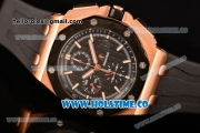 Audemars Piguet Royal Oak Offshore Chrono Clone AP Calibre 3126 Automatic Rose Gold Case with Black Dial PVD Bezel and White Stick Markers (EF)