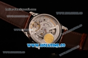 IWC Portuguese Asia Automatic Steel Case with Rose Gold Arabic Numeral Markers White Dial and Brown Leather Strap