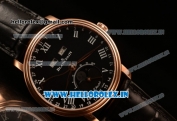BlancPain Villeret Miyota 9015 Automatic Rose Gold Case with Black Dial Roman and Black Leather Strap (EF)