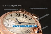 Cartier Ballon Bleu De Medium Swiss ETA 2671 Automatic Rose Gold Case Silver Dial Roman Numeral Markers and Rose Gold Bracelet - 1:1 Original