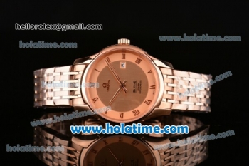 Omega De Ville Co-Axial Swiss ETA 2836 Automatic Rose Gold Case and Strap with Rose Gold Dial