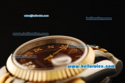 Rolex Datejust Automatic Movement ETA Coating Case with Brown Dial and Gold Bezel