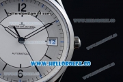 Jaeger-LECoultre Master Control Miyota 9015 Automatic Steel Case with Sector Dial Arabic Numeral Markers and Black Leather Strap