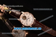 Glashutte Senator Meissen Tourbillon Swiss Tourbillon Automatic Rose Gold Case with White Dial and Brown Leather Strap