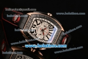 Franck Muller Conquistador Grand Prix Miyota OS20 Quartz Rose Gold Case with Black Leather Bracelet PVD Bezel and Black Markers