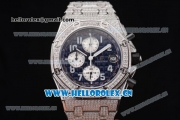 Audemars Piguet Royal Oak Offshore Seiko VK67 Quartz Steel/Diamonds Case with Black Dial and Arabic Numeral Markers